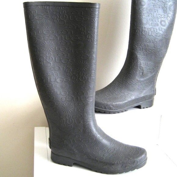 UGG Wilshire Tall Embossed Rainboots #3386, Gray, Size 7 - Picture 2 of 11